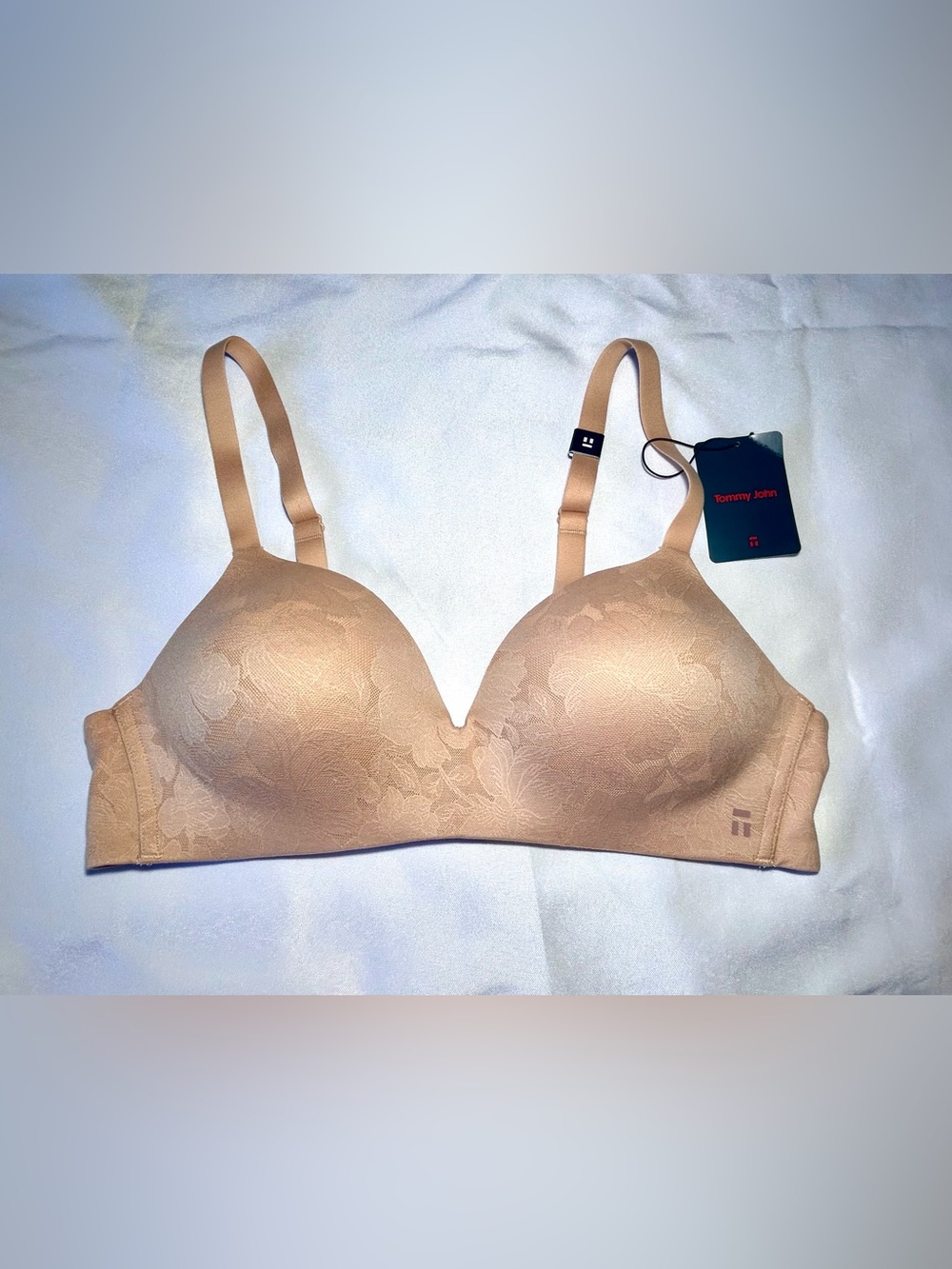 Tommy John Wireless Nude Lace-Texture T-Shirt Bra Sz 38B